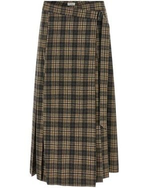 Brunello Cucinelli Gonna Tartan - Verde