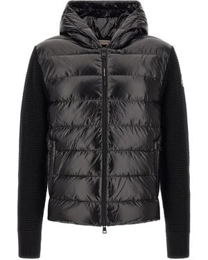 Moncler Cardigan With Front Padding - Black