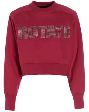 ROTATE BIRGER CHRISTENSEN 'Firm Rhinestone Cropped' Sweatshirt - Red