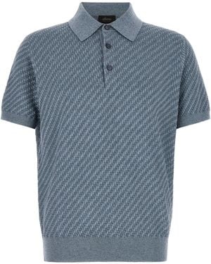 Brioni 'trama' Weaving Polo - Blue