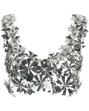 Rabanne Bralette-Top Mit Floral-Pailletten - Grau