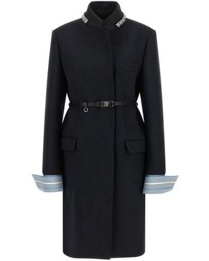 Prada Cappotto Colletto Gioiello - Nero