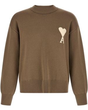 Ami Paris 'ami De Coeur' Jumper - Brown