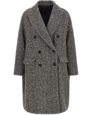Brunello Cucinelli Chevron-Mantel 'Dazzling' - Grau