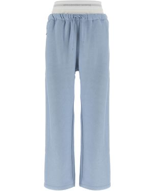T By Alexander Wang Jogginghose "Wide Leg W/ Logo Elastic Exposed Brie - Blau