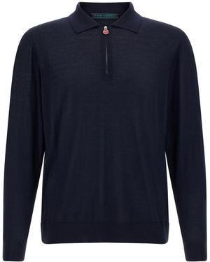 Kiton Wool Polo Shirt 14 Microns - Blue