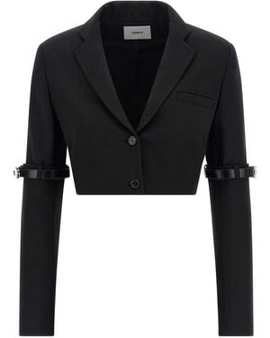 Coperni Cropped-Blazer Mit Ärmelriemen - Schwarz