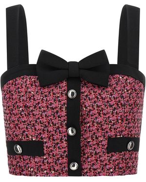 Alessandra Rich Tweed Top - Red