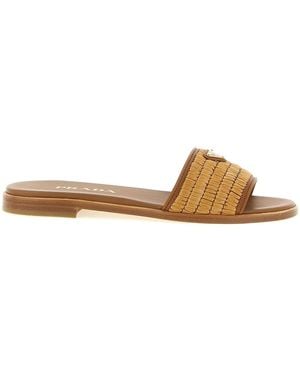 Prada Pantoletten Aus Raffiabast - Mehrfarbig