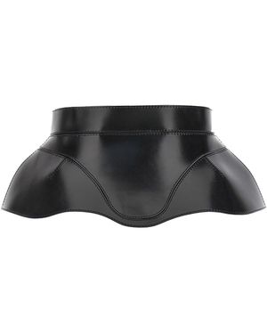 McQueen Beweglicher corsagengürtel aus leder - Schwarz