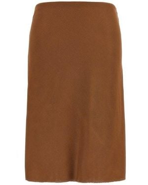Miu Miu Silk Skirt - Brown