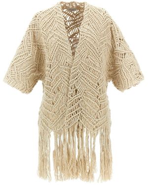 Brunello Cucinelli 'opera Dazzling Macramé' Cardigan - Natural