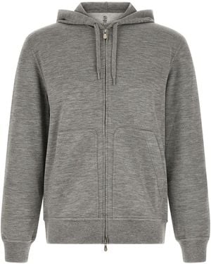 Brunello Cucinelli Cashmere And Silk Hoodie - Grey