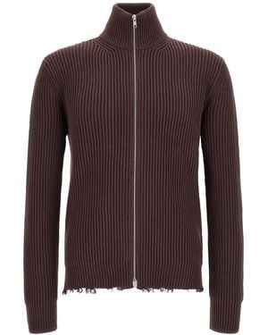 MM6 by Maison Margiela Ribbed Cotton Turtleneck Jumper - Brown