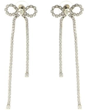 Self-Portrait 'crystal Droplet Bow' Earrings - White