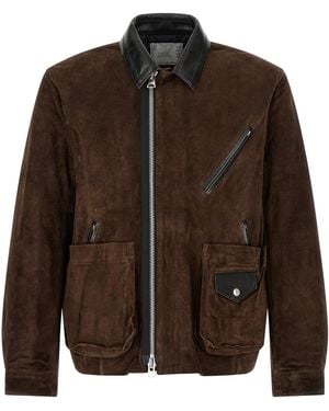 Sacai Suede Blouson - Brown