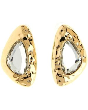 Self-Portrait 'hammered Gold Crystal' Earrings - Metallic