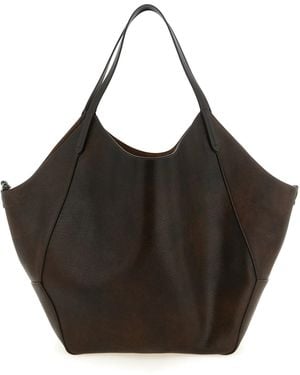 Brunello Cucinelli Reversible Lizard Effect Leather Duo Shopping Bag - Black
