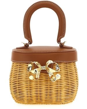 Self-Portrait 'rattan Bow Basket' Handbag - Brown