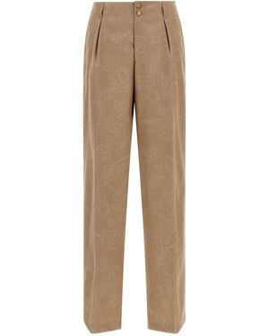 Etro Paisley Jacquard Trousers - Natural
