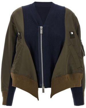 Sacai Nylon Insert Cardigan - Blue