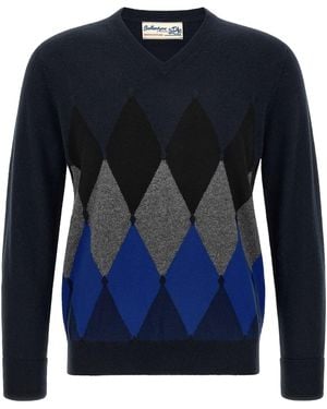 Ballantyne Pullover Mit Intarsienmuster 'Classic Diamond' - Blau