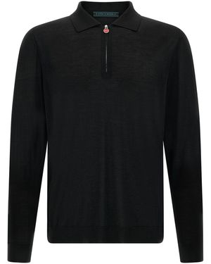 Kiton Wool Polo Shirt 14 Microns - Black