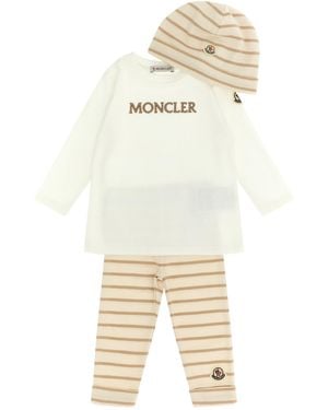 Moncler Baby-Set T-Shirt + Leggings + Mütze - Natur