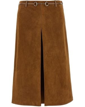 Gucci Suede Skirt Horsebit - Brown
