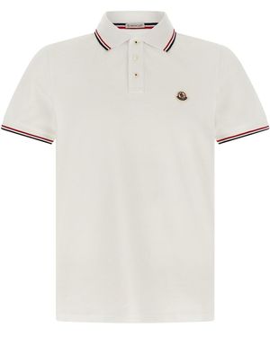 Moncler Tricolour Trim Polo Shirt - White