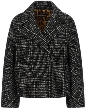 Dolce & Gabbana Houndstooth Coat - Black