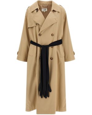 MM6 by Maison Margiela Trench Coat With Gloves - Natural