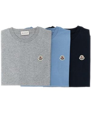 Moncler 3-pack Logo Patch T-shirt - Blue