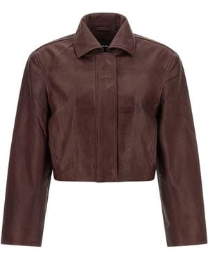 ROTATE BIRGER CHRISTENSEN ' Boxy Square Leather' Jacket - Brown