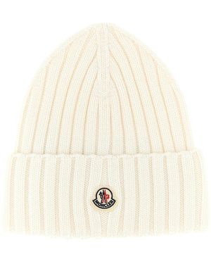Moncler Logo Patch Beanie - Natural