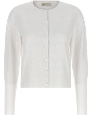 Tory Burch Pointelle Viskose Cardigan - Weiß