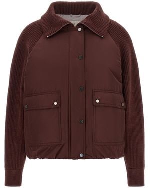 Brunello Cucinelli Piumino 'Shiny Zipper Pull' - Marrone