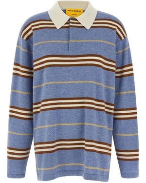 Guest In Residence 'striped Rugby' Polo Shirt - Blue