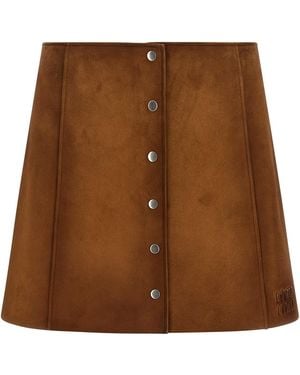 Miu Miu Suede Skirt - Brown