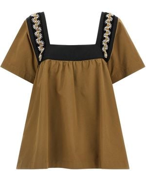 Prada Embroidery Top - Brown