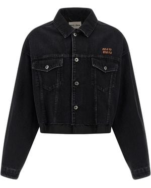 Miu Miu Mehrlagige Jeansjacke - Schwarz