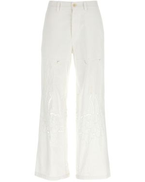 Marine Serre Cut-out Embroidery Trousers - White