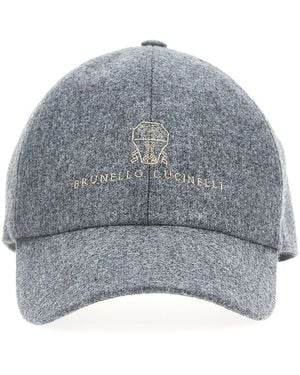 Brunello Cucinelli Cappello 'Logo' - Grigio
