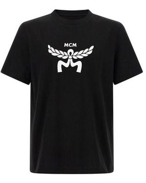 Tシャツ・カットソー MCM Black Cotton T-Shirt Small Monogram Patch Pocket T-Shirt in Organic Cotton Black