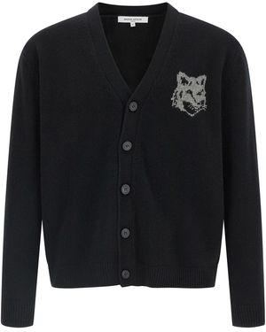 Maison Kitsuné 'fox Head' Cardigan - Black