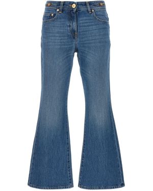 Versace Flared Denim Jeans With Metallic Jellyfish Detail - Blue