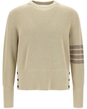 Thom Browne Rundhalspullover Mit 4-Bar-Detail - Natur