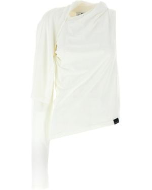 Courreges 'Asymetrique Off The Shoulder' T-Shirt - Weiß