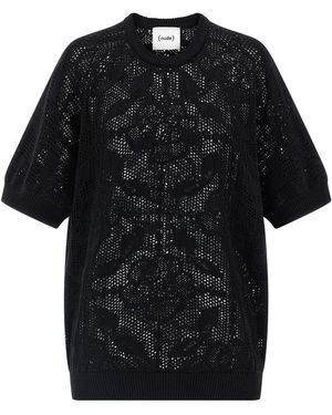 Nude Openwork Cotton Jumper - Black