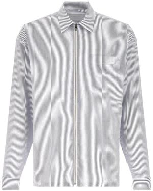 Prada Striped Shirt With Front Zip - Grey